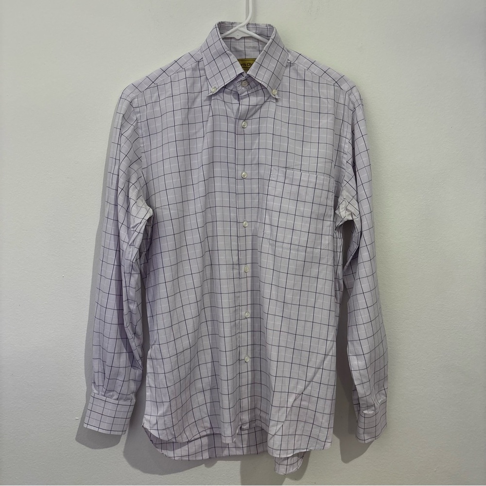 Paul Stuart Purple Dress Shirt Checkered Size 15